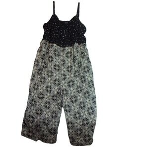 Torrid Women's Smocked Gauze Wide Leg Crop Jumpsuit Spaghetti Straps Size 4X BLK